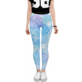 leggings с принтом Снежинка в Петрозаводске, 80% полиэстер, 20% эластан | Эластичный пояс, зауженные к низу, низкая посадка | 