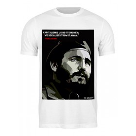 Мужская футболка с принтом Фидель Кастро в Петрозаводске,  |  | Тематика изображения на принте: 