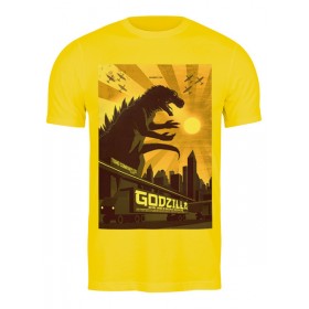 Мужская футболка с принтом Godzilla yellow в Петрозаводске,  |  | Тематика изображения на принте: 