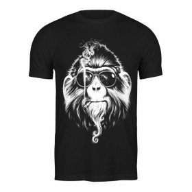 Мужская футболка с принтом Курящая горилла в Петрозаводске,  |  | 