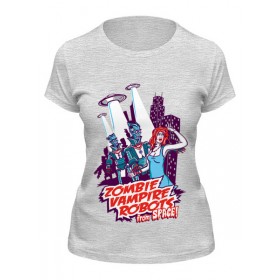 Женская футболка с принтом Космические захватчики (зомби, вампиры, роботы) в Петрозаводске,  |  | 