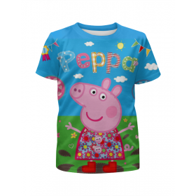 full_print_girl_tee с принтом Peppa Pig в Петрозаводске,  |  | Тематика изображения на принте: 