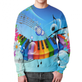 full_print_sweatshirt с принтом МУЗЫКА .НОТЫ.ЗВУК.КЛАВИШИ.ПИАНИНО.ЦВЕТЫ. в Петрозаводске,  |  | 