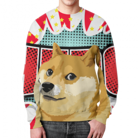 full_print_sweatshirt с принтом DOGE WOW в Петрозаводске,  |  | Тематика изображения на принте: 