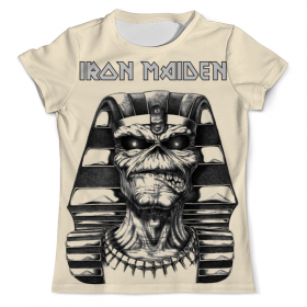 Мужская футболка 3D с принтом Iron Maiden Band в Петрозаводске, Футболка с нанесением полноцветного изображения по всей поверхности может быть выполнена в двух вариантах - ХЛОПОК и СИНТЕТИКА. | Хлопок - ткань из 100% хлопка высшего качества пенье.  <br>Синтетика - ткань с высоким содержанием синтетического волокна (до 80%).  Материал хорошо тянется, имеет приятную на ощупь фактуру | 