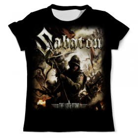 full_print_tee с принтом Sabaton в Петрозаводске, Футболка с нанесением полноцветного изображения по всей поверхности может быть выполнена в двух вариантах - ХЛОПОК и СИНТЕТИКА. | Хлопок - ткань из 100% хлопка высшего качества пенье.  <br>Синтетика - ткань с высоким содержанием синтетического волокна (до 80%).  Материал хорошо тянется, имеет приятную на ощупь фактуру | 