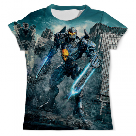 full_print_tee с принтом Pacific Rim в Петрозаводске, Футболка с нанесением полноцветного изображения по всей поверхности может быть выполнена в двух вариантах - ХЛОПОК и СИНТЕТИКА. | Хлопок - ткань из 100% хлопка высшего качества пенье.  <br>Синтетика - ткань с высоким содержанием синтетического волокна (до 80%).  Материал хорошо тянется, имеет приятную на ощупь фактуру | 