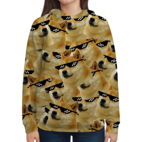 full_print_woman_hoodie с принтом Doge meme, deal with it очки в Петрозаводске,  |  | 