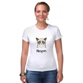 Женская футболка стрэйч с принтом Сердитый котик / Grumpy Cat (Пиксельный) в Петрозаводске,  |  | 