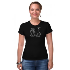 Женская футболка стрэйч с принтом знак зодиака Овен в Петрозаводске,  |  | 