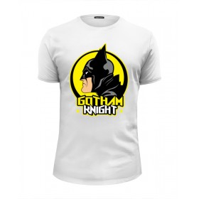 Мужская футболка Premium с принтом Gotham Knight в Петрозаводске, Белый, черный, серый меланж, голубой: 100% хлопок, плотность 160 гр. Остальные цвета: 92% хлопок, 8% лайкра, плотность 170-180гр. |  | 