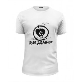 Мужская футболка Premium с принтом Rise Against в Петрозаводске, Белый, черный, серый меланж, голубой: 100% хлопок, плотность 160 гр. Остальные цвета: 92% хлопок, 8% лайкра, плотность 170-180гр. |  | 