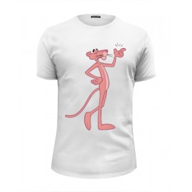 Мужская футболка Premium с принтом Розовая пантера в Петрозаводске, Белый, черный, серый меланж, голубой: 100% хлопок, плотность 160 гр. Остальные цвета: 92% хлопок, 8% лайкра, плотность 170-180гр. |  | 