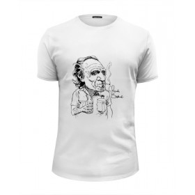 Мужская футболка Premium с принтом Чарльз Буковски(Charles Bukowski) в Петрозаводске, Белый, черный, серый меланж, голубой: 100% хлопок, плотность 160 гр. Остальные цвета: 92% хлопок, 8% лайкра, плотность 170-180гр. |  | 