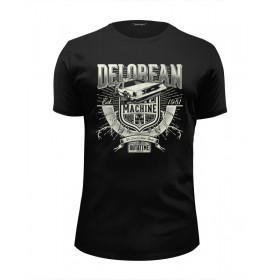 Мужская футболка Premium с принтом DeLorean в Петрозаводске, Белый, черный, серый меланж, голубой: 100% хлопок, плотность 160 гр. Остальные цвета: 92% хлопок, 8% лайкра, плотность 170-180гр. |  | 