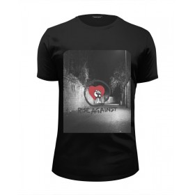 Мужская футболка Premium с принтом Rise Against - logo в Петрозаводске, Белый, черный, серый меланж, голубой: 100% хлопок, плотность 160 гр. Остальные цвета: 92% хлопок, 8% лайкра, плотность 170-180гр. |  | 