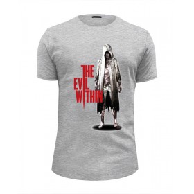 Мужская футболка Premium с принтом The Evil Within в Петрозаводске, Белый, черный, серый меланж, голубой: 100% хлопок, плотность 160 гр. Остальные цвета: 92% хлопок, 8% лайкра, плотность 170-180гр. |  | 
