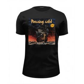 Мужская футболка Premium с принтом Running Wild Band в Петрозаводске, Белый, черный, серый меланж, голубой: 100% хлопок, плотность 160 гр. Остальные цвета: 92% хлопок, 8% лайкра, плотность 170-180гр. |  | 