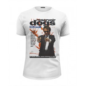 Мужская футболка Premium с принтом Reservoir Dogs в Петрозаводске, Белый, черный, серый меланж, голубой: 100% хлопок, плотность 160 гр. Остальные цвета: 92% хлопок, 8% лайкра, плотность 170-180гр. |  | 