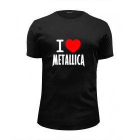 Мужская футболка Premium с принтом I love Metallica в Петрозаводске, Белый, черный, серый меланж, голубой: 100% хлопок, плотность 160 гр. Остальные цвета: 92% хлопок, 8% лайкра, плотность 170-180гр. |  | 