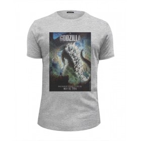 Мужская футболка Premium с принтом Godzilla / Годзилла в Петрозаводске, Белый, черный, серый меланж, голубой: 100% хлопок, плотность 160 гр. Остальные цвета: 92% хлопок, 8% лайкра, плотность 170-180гр. |  | 