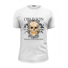 Мужская футболка Premium с принтом Oblivion в Петрозаводске, Белый, черный, серый меланж, голубой: 100% хлопок, плотность 160 гр. Остальные цвета: 92% хлопок, 8% лайкра, плотность 170-180гр. |  | 
