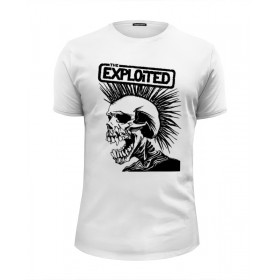 Мужская футболка Premium с принтом The Exploited в Петрозаводске, Белый, черный, серый меланж, голубой: 100% хлопок, плотность 160 гр. Остальные цвета: 92% хлопок, 8% лайкра, плотность 170-180гр. |  | 