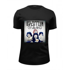 Мужская футболка Premium с принтом Led Zeppelin - toys в Петрозаводске, Белый, черный, серый меланж, голубой: 100% хлопок, плотность 160 гр. Остальные цвета: 92% хлопок, 8% лайкра, плотность 170-180гр. |  | 