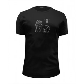 Мужская футболка Premium с принтом знак зодиака Овен в Петрозаводске, Белый, черный, серый меланж, голубой: 100% хлопок, плотность 160 гр. Остальные цвета: 92% хлопок, 8% лайкра, плотность 170-180гр. |  | 