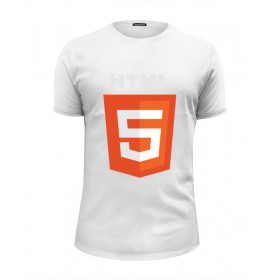 Мужская футболка Premium с принтом HTML5 в Петрозаводске, Белый, черный, серый меланж, голубой: 100% хлопок, плотность 160 гр. Остальные цвета: 92% хлопок, 8% лайкра, плотность 170-180гр. |  | Тематика изображения на принте: 