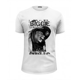 Мужская футболка Premium с принтом Notorious B.I.G. (Biggie Smalls) Hip Hop Legend в Петрозаводске, Белый, черный, серый меланж, голубой: 100% хлопок, плотность 160 гр. Остальные цвета: 92% хлопок, 8% лайкра, плотность 170-180гр. |  | 