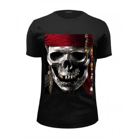 Мужская футболка Premium с принтом пираты карибского моря в Петрозаводске, Белый, черный, серый меланж, голубой: 100% хлопок, плотность 160 гр. Остальные цвета: 92% хлопок, 8% лайкра, плотность 170-180гр. |  | 