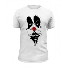 Мужская футболка Premium с принтом Грустный Клоун - Sad Clown в Петрозаводске, Белый, черный, серый меланж, голубой: 100% хлопок, плотность 160 гр. Остальные цвета: 92% хлопок, 8% лайкра, плотность 170-180гр. |  | 