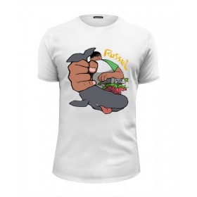 Мужская футболка Premium с принтом Gorillaz Russel в Петрозаводске, Белый, черный, серый меланж, голубой: 100% хлопок, плотность 160 гр. Остальные цвета: 92% хлопок, 8% лайкра, плотность 170-180гр. |  | 
