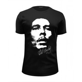 Мужская футболка Premium с принтом Bob Marley в Петрозаводске, Белый, черный, серый меланж, голубой: 100% хлопок, плотность 160 гр. Остальные цвета: 92% хлопок, 8% лайкра, плотность 170-180гр. |  | 
