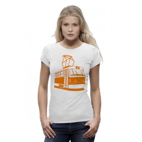 Женская футболка Premium с принтом Трамвай в Петрозаводске,  |  | 