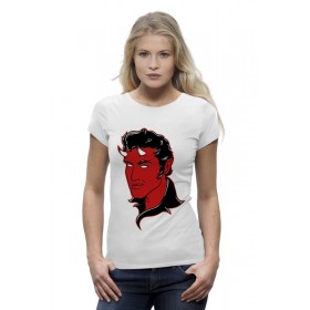 Женская футболка Premium с принтом Элвис Пресли Дьявол в Петрозаводске,  |  | 