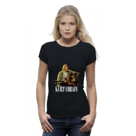 Женская футболка Premium с принтом Nirvana Kurt Cobain guitar t-shirt в Петрозаводске,  |  | Тематика изображения на принте: 
