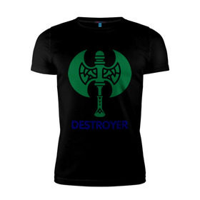 Мужская футболка премиум с принтом Orc Fighter - Destroyer в Петрозаводске, 92% хлопок, 8% лайкра | приталенный силуэт, круглый вырез ворота, длина до линии бедра, короткий рукав | destroyer | lineage
