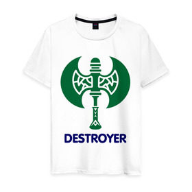 Мужская футболка хлопок с принтом Orc Fighter - Destroyer в Петрозаводске, 100% хлопок | прямой крой, круглый вырез горловины, длина до линии бедер, слегка спущенное плечо. | Тематика изображения на принте: destroyer | lineage