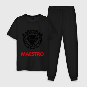 Мужская пижама хлопок с принтом Dwarf Fighter - Maestro в Петрозаводске, 100% хлопок | брюки и футболка прямого кроя, без карманов, на брюках мягкая резинка на поясе и по низу штанин
 | Тематика изображения на принте: line age | lineage | линейка | маэстро
