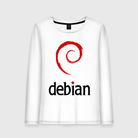 Женский лонгслив хлопок с принтом debian в Петрозаводске, 100% хлопок |  | debian | linux | дистрибутивы | линукс | ос