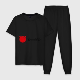 Мужская пижама хлопок с принтом Free BSD в Петрозаводске, 100% хлопок | брюки и футболка прямого кроя, без карманов, на брюках мягкая резинка на поясе и по низу штанин
 | Тематика изображения на принте: freebsd | linux | линукс | люникс