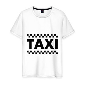 Мужская футболка хлопок с принтом Taxi в Петрозаводске, 100% хлопок | прямой крой, круглый вырез горловины, длина до линии бедер, слегка спущенное плечо. | Тематика изображения на принте: taxi | для таксиста | такси | таксист | шашечки
