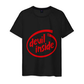 Мужская футболка хлопок с принтом Devil Inside в Петрозаводске, 100% хлопок | прямой крой, круглый вырез горловины, длина до линии бедер, слегка спущенное плечо. | 