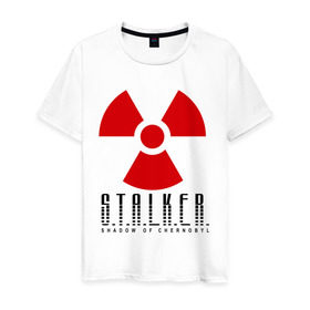 Мужская футболка хлопок с принтом Stalker в Петрозаводске, 100% хлопок | прямой крой, круглый вырез горловины, длина до линии бедер, слегка спущенное плечо. | shooter | stalker | постапокалиптические | припять | радиация | сталкер | чернобыль | шутер