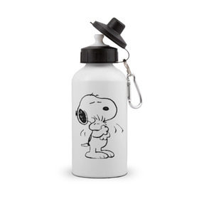 Бутылка спортивная с принтом Snoopy в Петрозаводске, металл | емкость — 500 мл, в комплекте две пластиковые крышки и карабин для крепления | Тематика изображения на принте: snoopy | сгупи