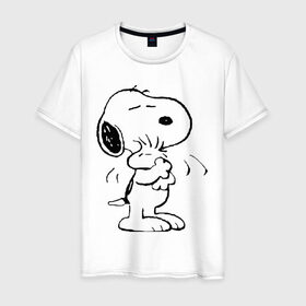 Мужская футболка хлопок с принтом Snoopy в Петрозаводске, 100% хлопок | прямой крой, круглый вырез горловины, длина до линии бедер, слегка спущенное плечо. | snoopy | сгупи