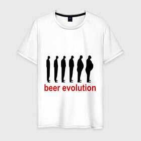 Мужская футболка хлопок с принтом Beer evolution в Петрозаводске, 100% хлопок | прямой крой, круглый вырез горловины, длина до линии бедер, слегка спущенное плечо. | beer evolution
