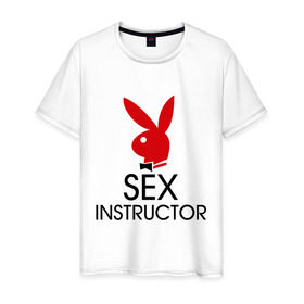 Мужская футболка хлопок с принтом Sex Instructor в Петрозаводске, 100% хлопок | прямой крой, круглый вырез горловины, длина до линии бедер, слегка спущенное плечо. | инструктор